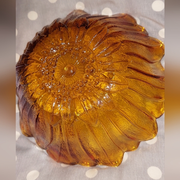 Vintage Amber Glass Decorative Bowl 7 Inch - Picture 2 of 5